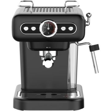 LePresso Retro Espresso Machine Boiler Gauge And Milk Steamer (Black)