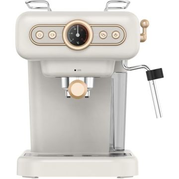 LePresso Retro Espresso Machine Boiler Gauge And Milk Steamer (White)