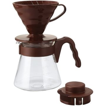 Hario V60-02 Coffee Dripper Set (Brown) - VCSD-02BR