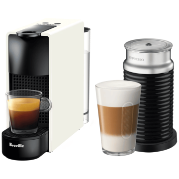 Front Image of Nespresso Essenza Mini Blk + Aeroccino 3 Capsules Coffee Machines (Black)