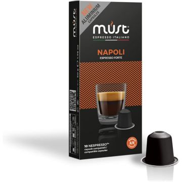 Perspective view of Must Espresso Nespresso Compatible Aluminum Capsule Napoli
