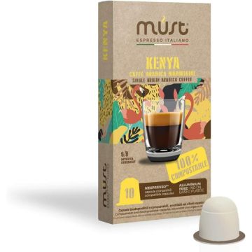 Perspective view of Must Espresso Nespresso Compostable Capsule Single Origin Kenya